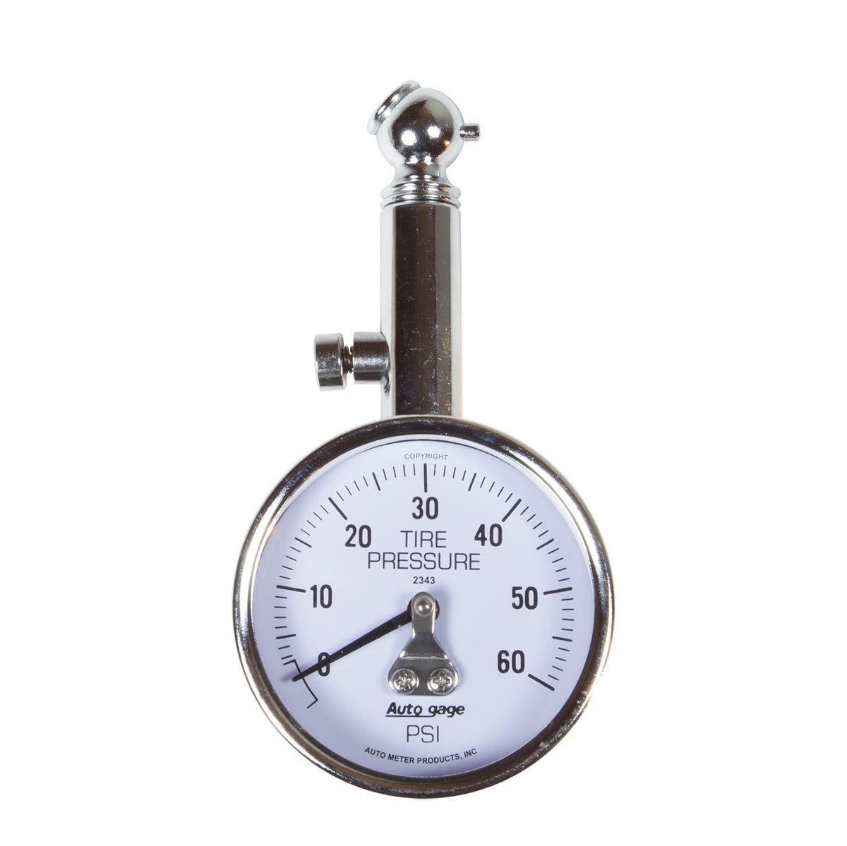AutoMeter 2343 - GAUGE, TIRE PRESSURE, ANALOG, 60PSI, WHITE DIAL, W/ PEAK HOLD, AUTOGAGE 4