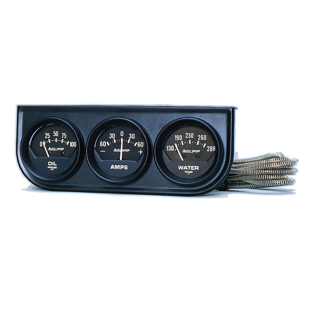 AutoMeter 2347 - GAUGE CONSOLE, OILP/WTMP/AMP, 2", 100PSI/280?F/60A, BLK DIAL, BLK BZL, AG 3