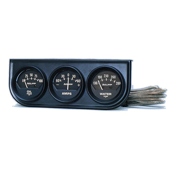 AutoMeter 2347 - GAUGE CONSOLE, OILP/WTMP/AMP, 2", 100PSI/280?F/60A, BLK DIAL, BLK BZL, AG 3