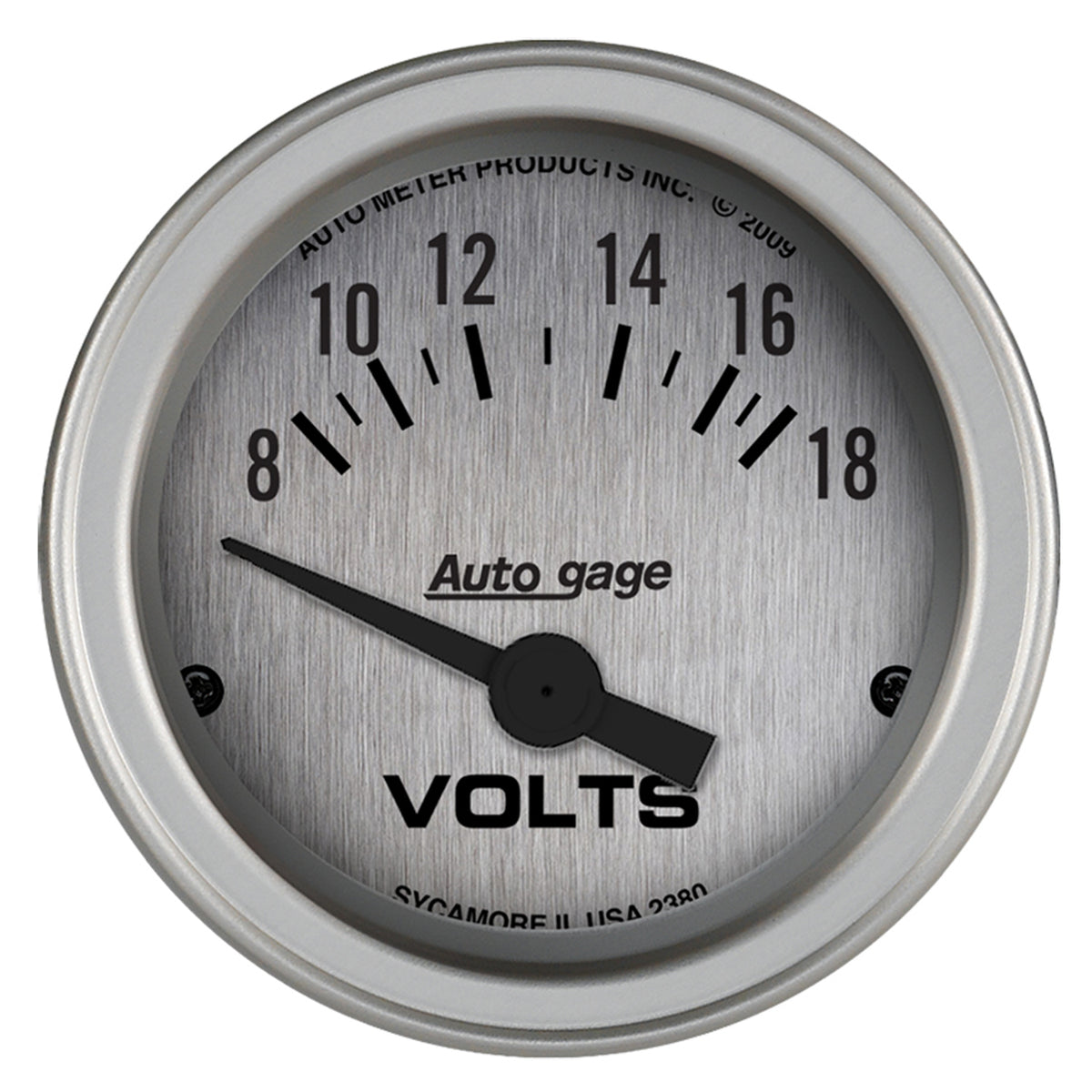 AutoMeter 2380 - GAUGE CONSOLE, VOLTMETER, 2 1/16", 18V, SLVR DIAL, SLVR BEZEL, AUTOGAGE 3