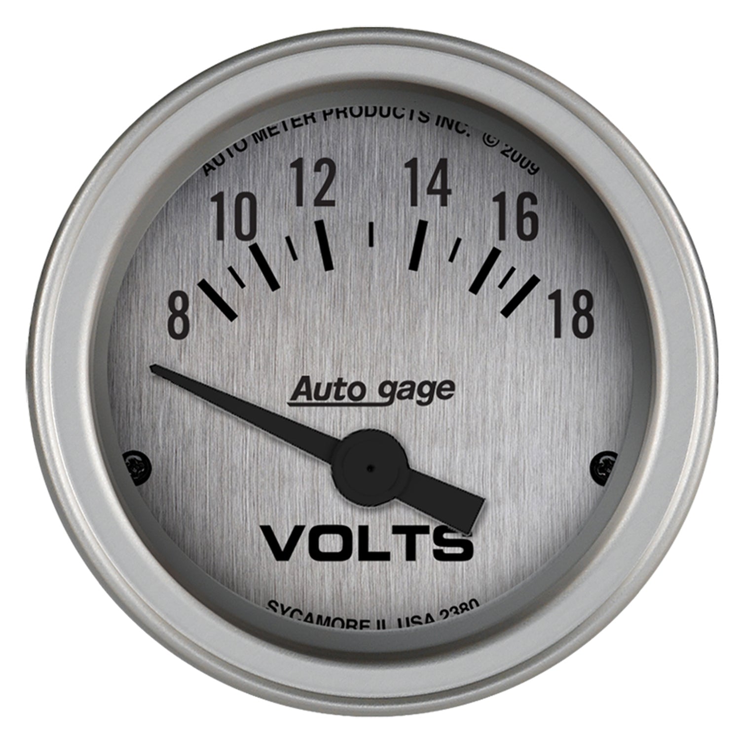 AutoMeter 2380 - GAUGE CONSOLE, VOLTMETER, 2 1/16", 18V, SLVR DIAL, SLVR BEZEL, AUTOGAGE 3