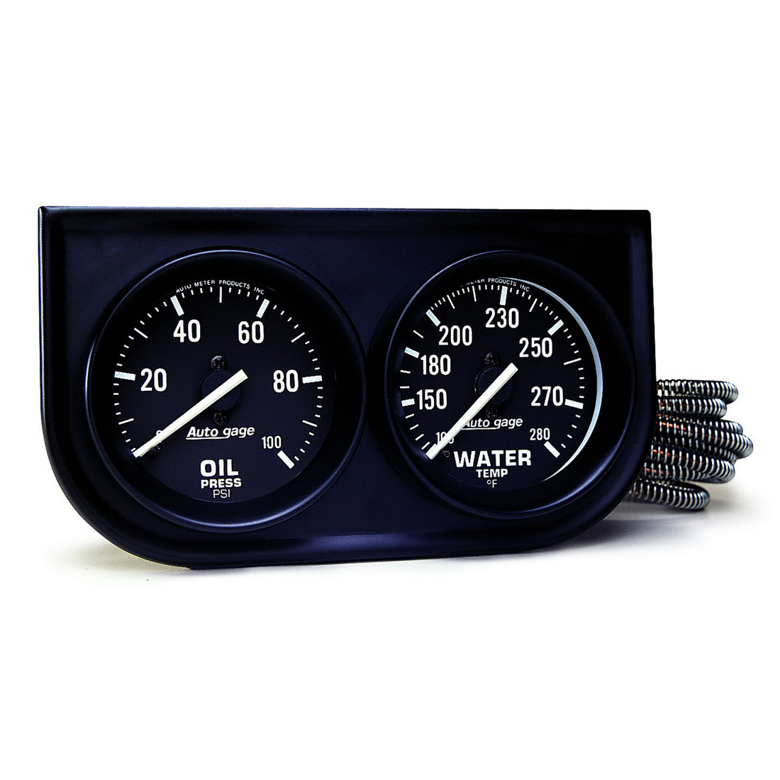 AutoMeter 2392 - GAUGE CONSOLE, OILP/WTMP, 2", 100PSI/280?F, BLK DIAL, BLK BZL, AUTOGAGE 3