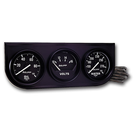 AutoMeter 2397 - GAUGE CONSOLE, OILP/WTMP/VOLT, 2", 100PSI/280?F/18V, MECH BLK DIAL, BLK BZL, AG 3