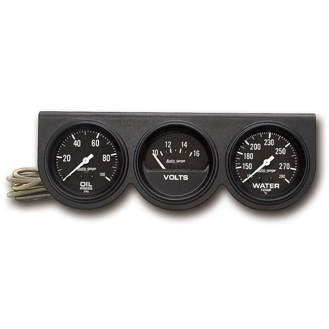 AutoMeter 2398 - GAUGE CONSOLE, OILP/WTMP/VOLT, 2 5/8", 100PSI/280?F/16V, BLK DIAL, BLK BZL, AG 3