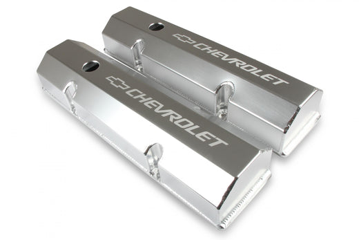 Holley 241-287 GM Licensed Valve Cover Track Series SBC Fabricated Aluminum Perimeter Bolt Silver 1958-1986 Chevrolet Small Block