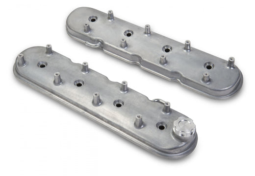 Holley 241-88 LS Valve Covers Natural Cast Standard Height LS Valve Covers W/ Coil Mounting Posts, Cast Aluminum Natural Cast
