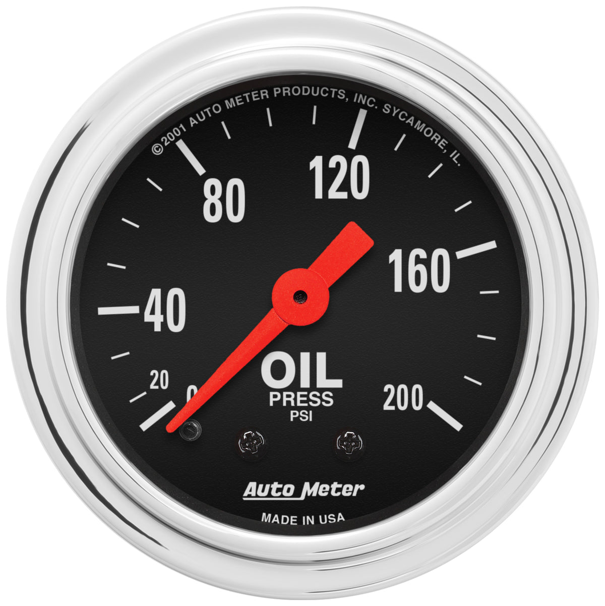 AutoMeter 2422 - GAUGE, OIL PRESSURE, 2 1/16", 200PSI, MECHANICAL, TRADITIONAL CHROME 3