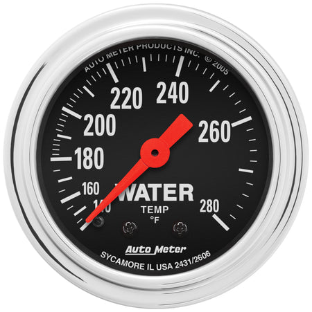 AutoMeter 2431 - GAUGE, WATER TEMP, 2 1/16", 140-280?F, MECHANICAL, TRADITIONAL CHROME 3