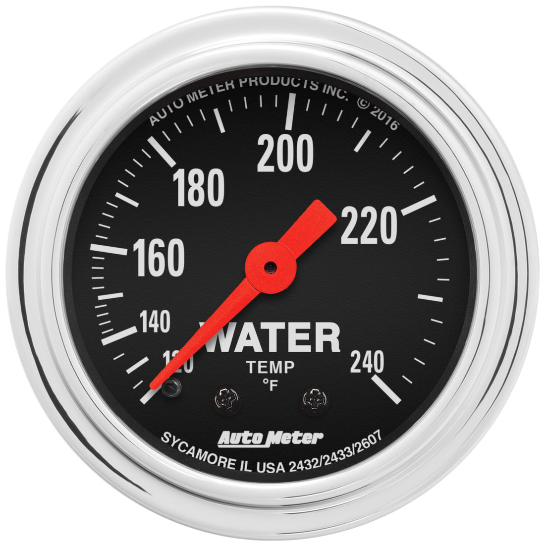 AutoMeter 2432 - GAUGE, WATER TEMP, 2 1/16", 120-240?F, MECHANICAL, TRADITIONAL CHROME 3