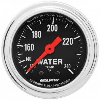 AutoMeter 2433 - GAUGE, WATER TEMP, 2 1/16", 120-240?F, MECHANICAL, 12FT., TRADITIONAL CHROME 4