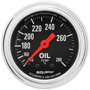 AutoMeter 2441 - GAUGE, OIL TEMP, 2 1/16", 140-280?F, MECHANICAL, TRADITIONAL CHROME 4