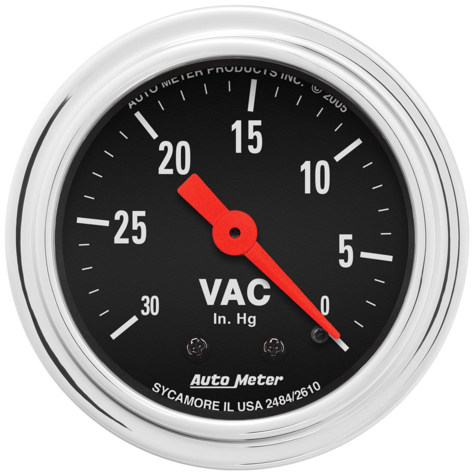 AutoMeter 2484 - GAUGE, VACUUM, 2 1/16", 30INHG, MECHANICAL, TRADITIONAL CHROME 3