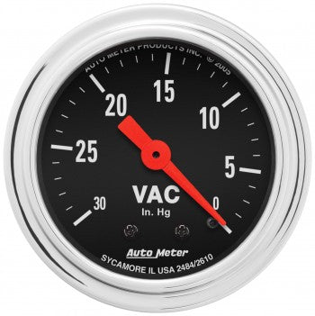 AutoMeter 2484 - GAUGE, VACUUM, 2 1/16", 30INHG, MECHANICAL, TRADITIONAL CHROME 4