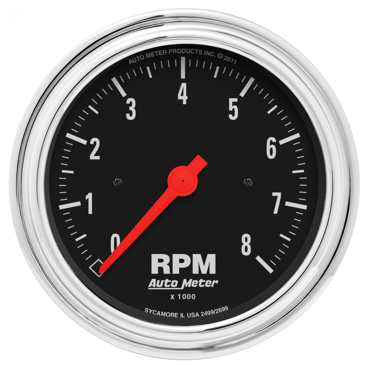 AutoMeter 2499 - GAUGE, TACHOMETER, 3 3/8", 8K RPM, IN-DASH, TRADITIONAL CHROME 3