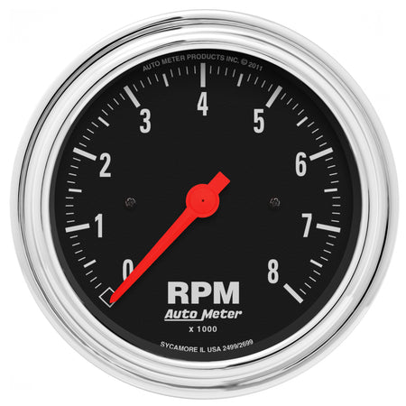 AutoMeter 2499 - GAUGE, TACHOMETER, 3 3/8", 8K RPM, IN-DASH, TRADITIONAL CHROME 3