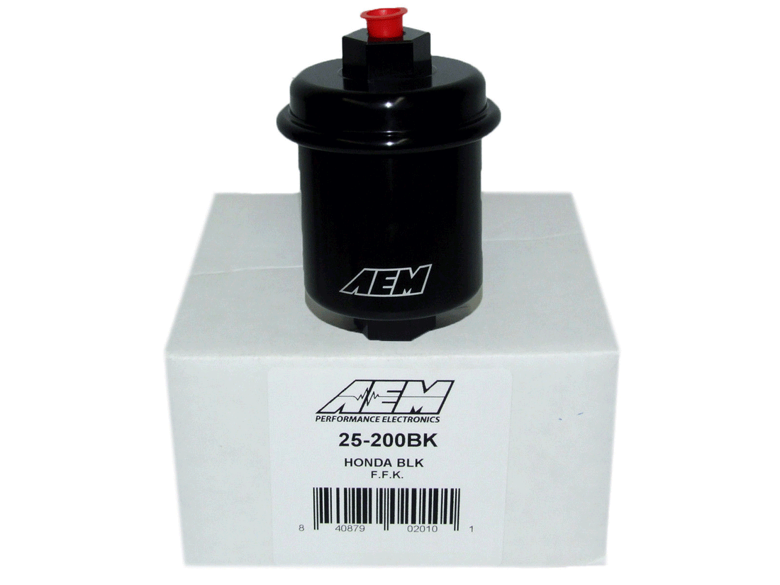 AEM Electronics 25-200BK - High Volume Fuel Filter Acura/Honda Inlet 14mm x 1.5 Outlet 12mm x 1.25 AEM Electronics 1