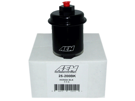 AEM Electronics 25-200BK - High Volume Fuel Filter Acura/Honda Inlet 14mm x 1.5 Outlet 12mm x 1.25 AEM Electronics 1
