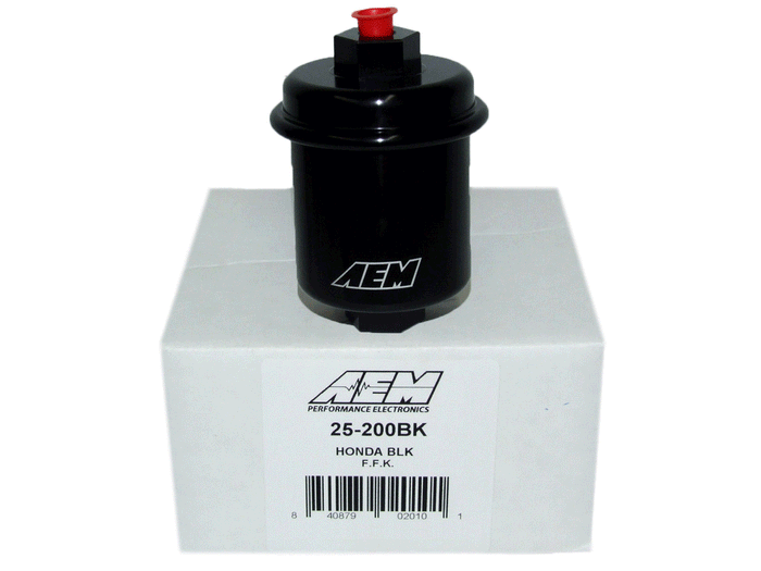 AEM Electronics 25-200BK - High Volume Fuel Filter Acura/Honda Inlet 14mm x 1.5 Outlet 12mm x 1.25 AEM Electronics