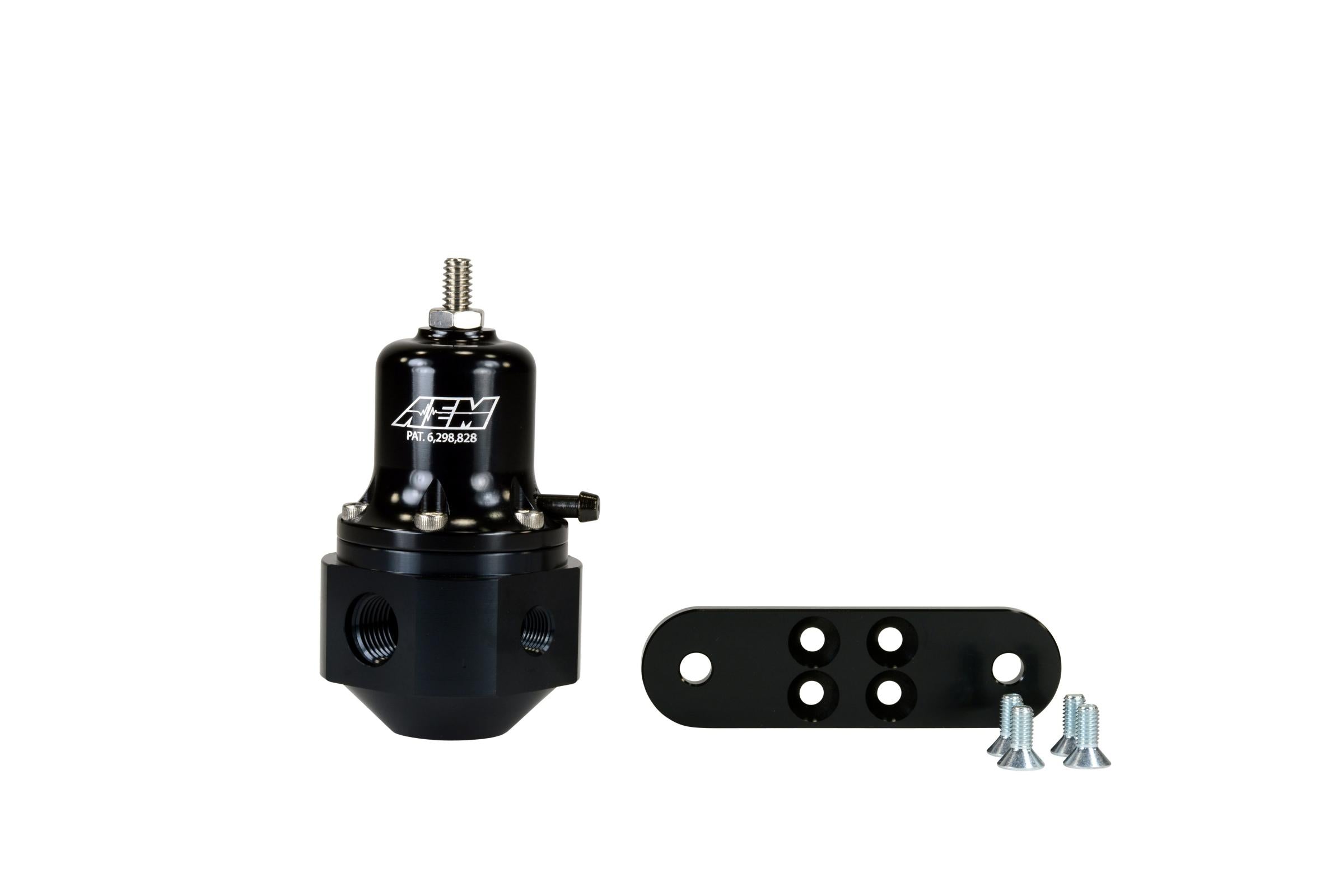 AEM Electronics 25-305BK - Hi-Cap Universal Adjustable Fuel Pressure Regulator Inlet 2 x -6AN (9/16-18) Outlet -6AN Gauge Port 1/8 Inch NPT Black AEM Electronics 2