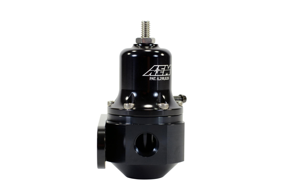 AEM Electronics 25-305BK - Hi-Cap Universal Adjustable Fuel Pressure Regulator Inlet 2 x -6AN (9/16-18) Outlet -6AN Gauge Port 1/8 Inch NPT Black AEM Electronics 4