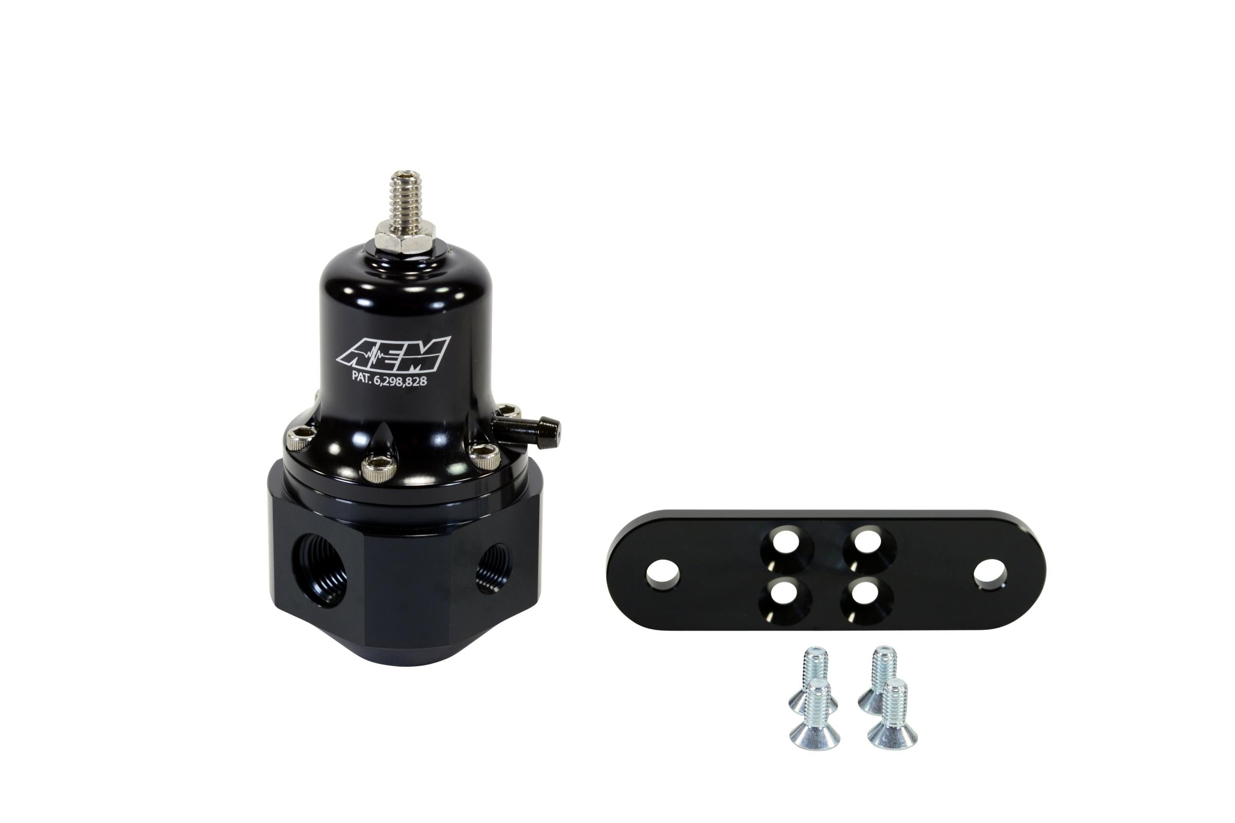 AEM Electronics 25-305BK - Hi-Cap Universal Adjustable Fuel Pressure Regulator Inlet 2 x -6AN (9/16-18) Outlet -6AN Gauge Port 1/8 Inch NPT Black AEM Electronics 5