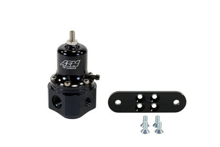 AEM Electronics 25-305BK - Hi-Cap Universal Adjustable Fuel Pressure Regulator Inlet 2 x -6AN (9/16-18) Outlet -6AN Gauge Port 1/8 Inch NPT Black AEM Electronics 5