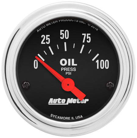 AutoMeter 2522 - GAUGE, OIL PRESSURE, 2 1/16", 100PSI, ELECTRIC, TRADITIONAL CHROME 3