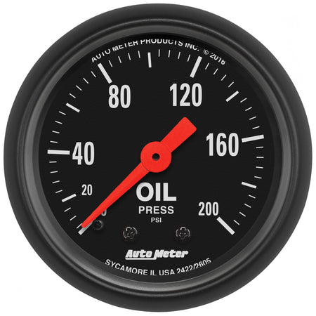AutoMeter 2605 - GAUGE, OIL PRESS, 2 1/16", 200PSI, MECHANICAL, Z-SERIES 3