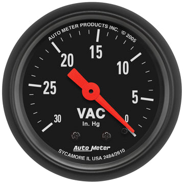 AutoMeter 2610 - GAUGE, VACUUM, 2 1/16", 30INHG, MECHANICAL, Z-SERIES 3