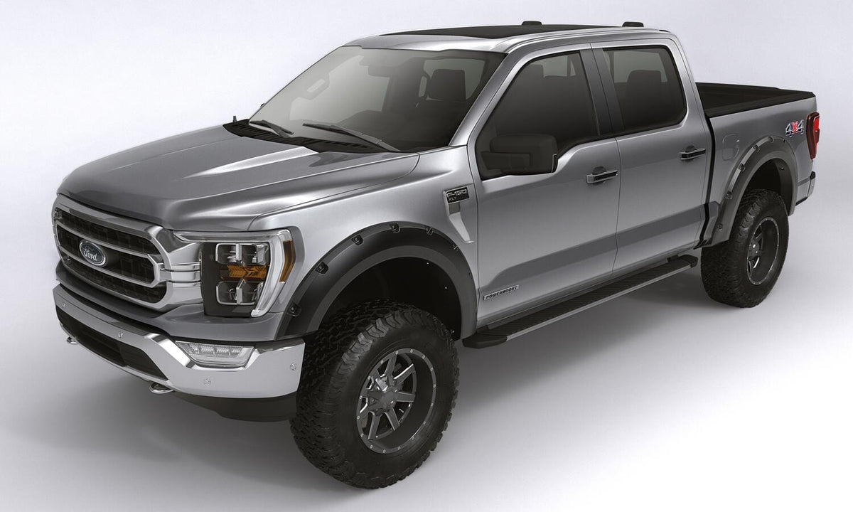 Bushwacker NA Bushwacker 28150-08 - Black Forge Pocket/Rivet Textured Finish 4-Pc Fender Flare Set For 2021-2022 Ford F150 Will Not F150 Lightning Bushwacker