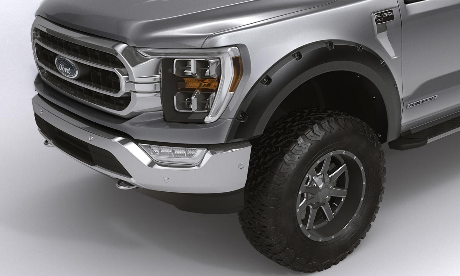 Bushwacker NA Bushwacker 28150-08 - Black Forge Pocket/Rivet Textured Finish 4-Pc Fender Flare Set For 2021-2022 Ford F150 Will Not F150 Lightning Bushwacker