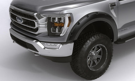 Bushwacker NA Bushwacker 28150-08 - Black Forge Pocket/Rivet Textured Finish 4-Pc Fender Flare Set For 2021-2022 Ford F150 Will Not F150 Lightning Bushwacker