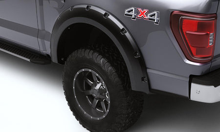 Bushwacker NA Bushwacker 28150-08 - Black Forge Pocket/Rivet Textured Finish 4-Pc Fender Flare Set For 2021-2022 Ford F150 Will Not F150 Lightning Bushwacker