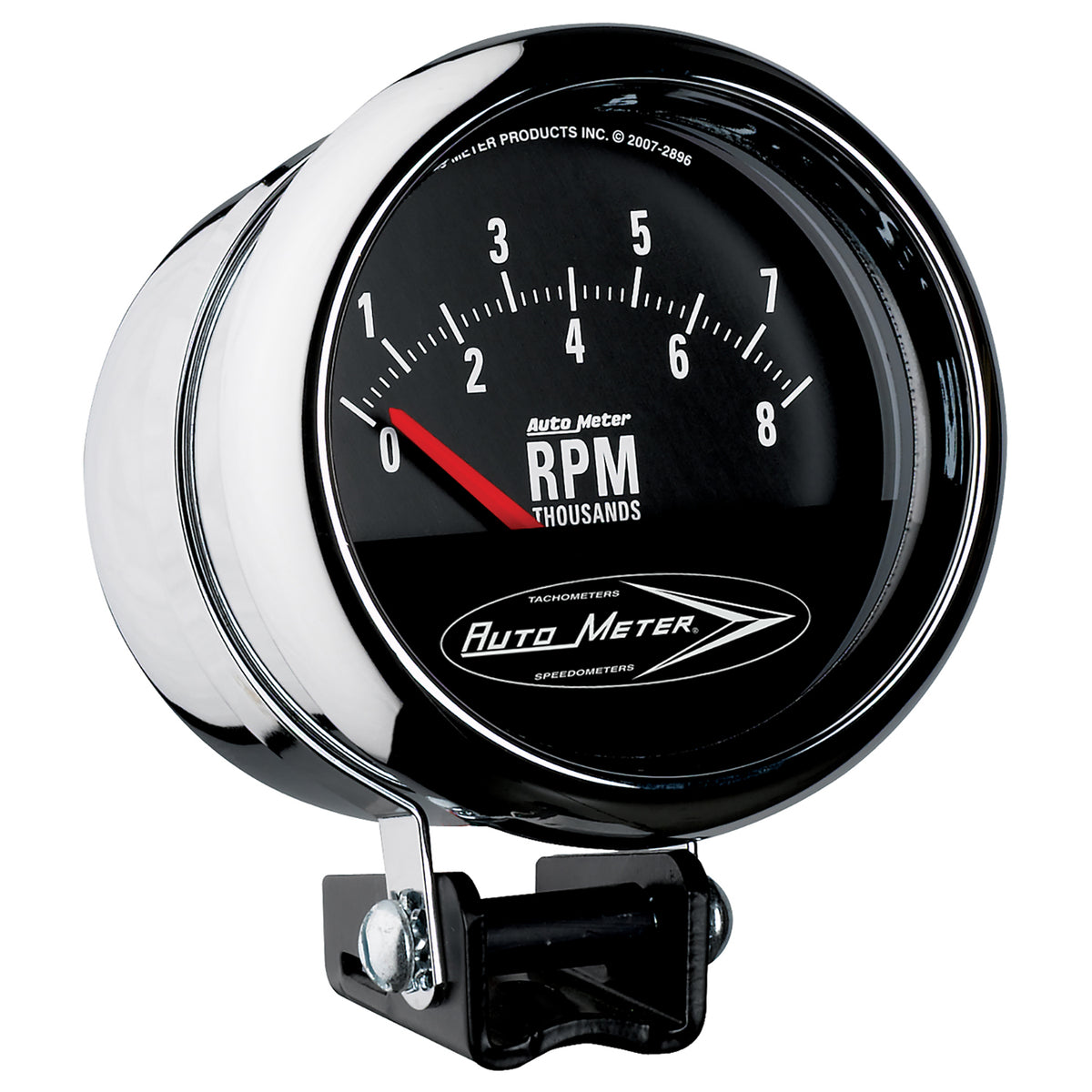 AutoMeter 2897 - GAUGE, TACH, 3 3/4", 8K RPM, PEDESTAL W/RETRO SHORT SWEEP, TRADITIONAL CHROME 3