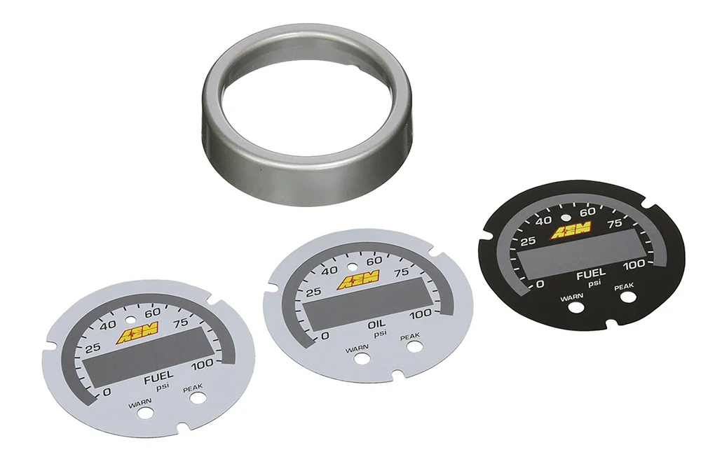 AEM Electronics 30-0301-ACC - X-Series Fluid Pressure Gauge Accessory Kit Silver Bezel and Black Fuel Pressure Faceplate White Oil and Fuel Pressure Faceplates AEM Electronics 2
