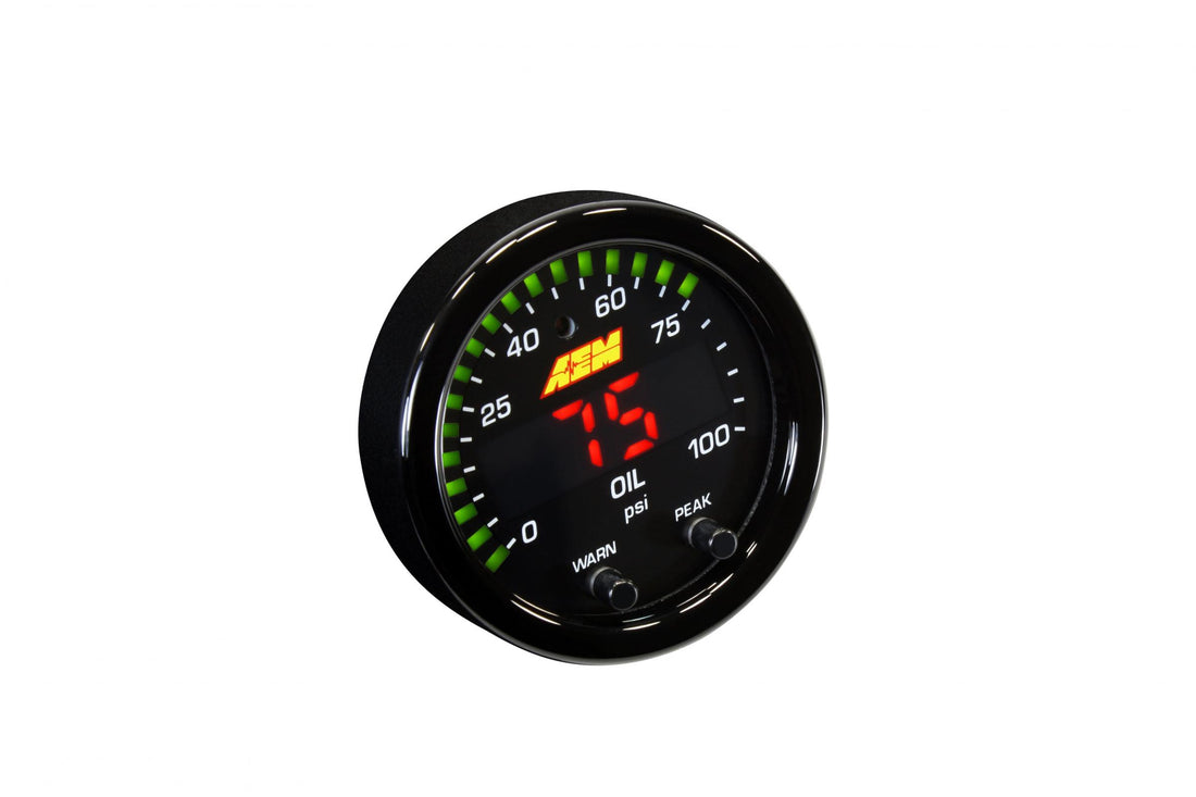 AEM Electronics 30-0301 - X-Series Fluid Pressure Gauge Kit 0-100psi/0-7bar Black Bezel and Black Oil Faceplate AEM Electronics 3