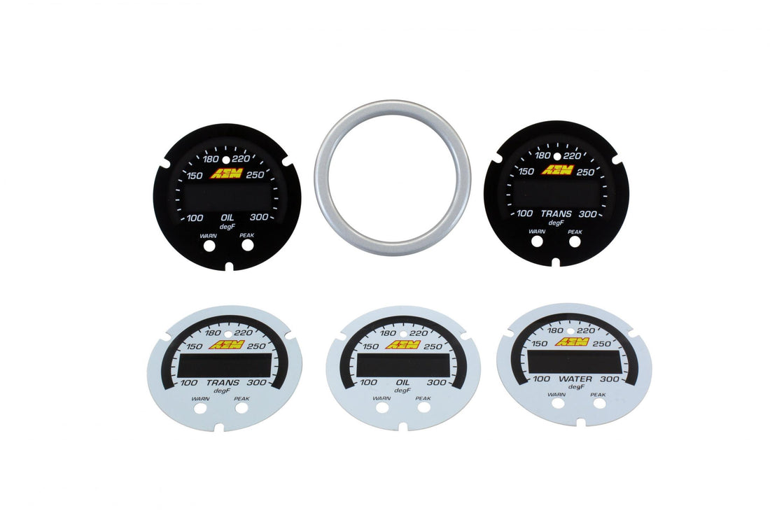 AEM Electronics 30-0302-ACC - X-Series Temperature Gauge Accessory Kit Silver Bezel Black Transmission and Oil Faceplates White Water, Transmission, and Oil Faceplates AEM Electronics 2