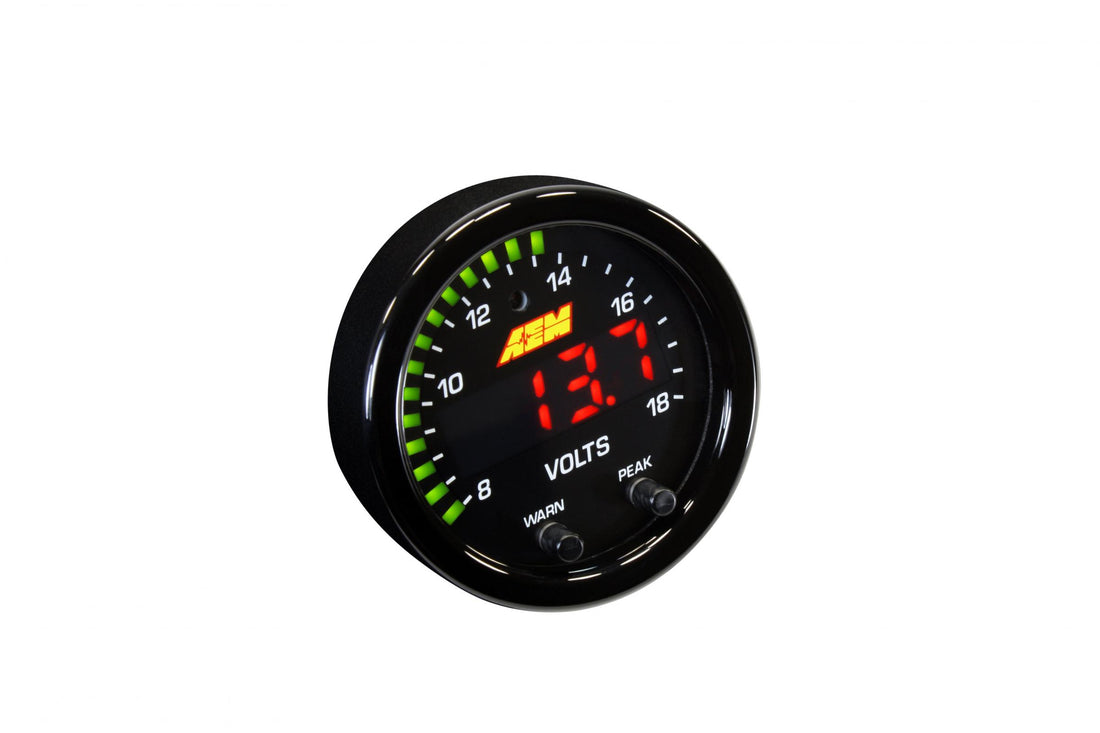 AEM Electronics 30-0303 - X-Series Voltage Gauge Kit 8-18 Volts / Black Bezel and Volts Faceplate AEM Electronics 5