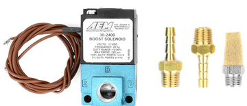 AEM Electronics 30-2400 - Boost Control Solenoid Kit 2 x 1/8 Inch NPT to 3/16 Inch Barb Adapter and Muffler AEM Electronics 1