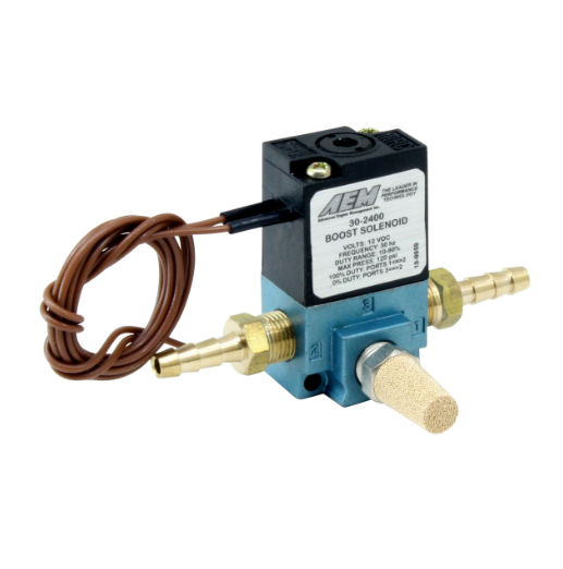 AEM Electronics 30-2400 - Boost Control Solenoid Kit 2 x 1/8 Inch NPT to 3/16 Inch Barb Adapter and Muffler AEM Electronics 4