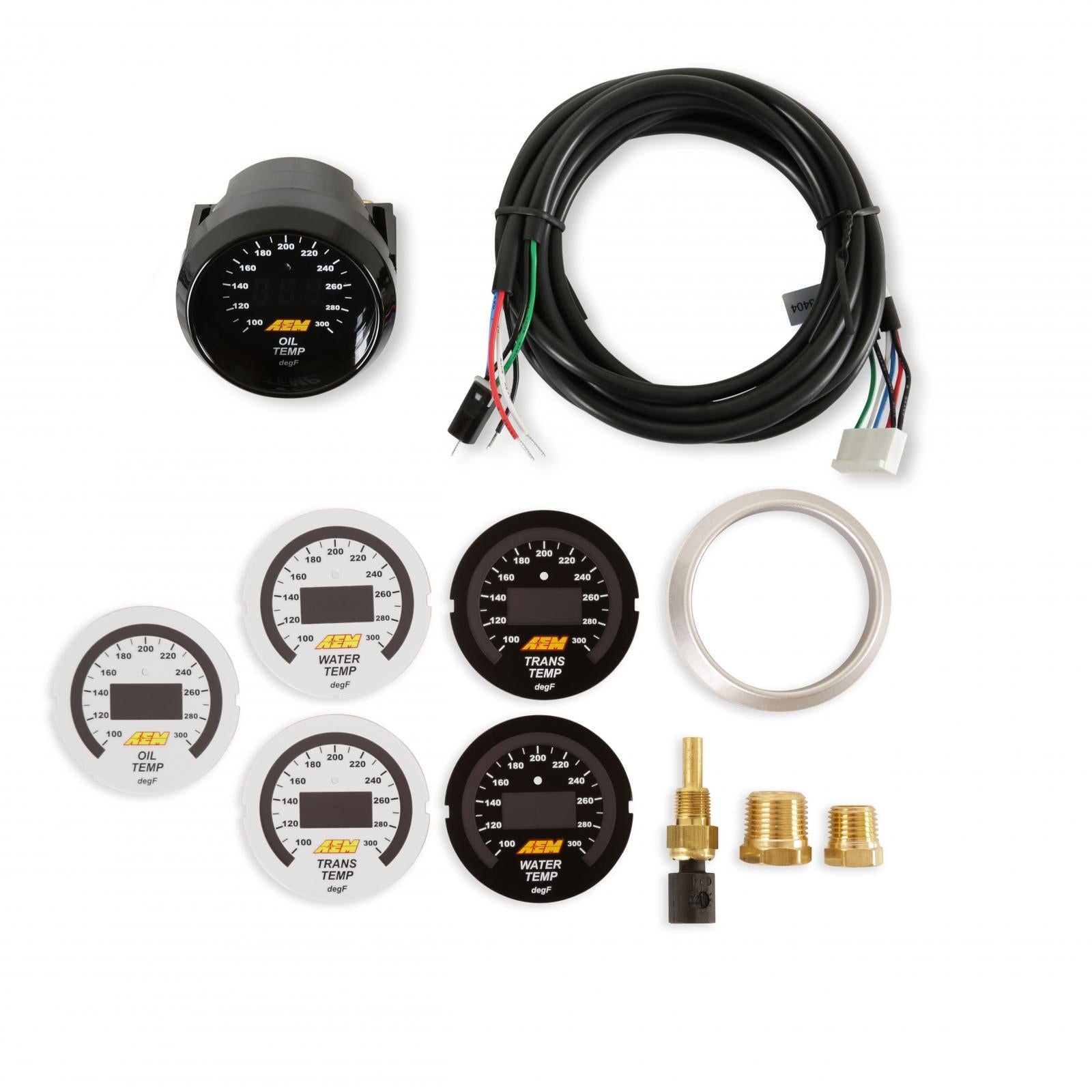 AEM Electronics 30-4402 - Classic Digital Temperature Gauge Kit Oil/Trans/Water from 100-300 Degrees Fahrenheit AEM Electronics 3