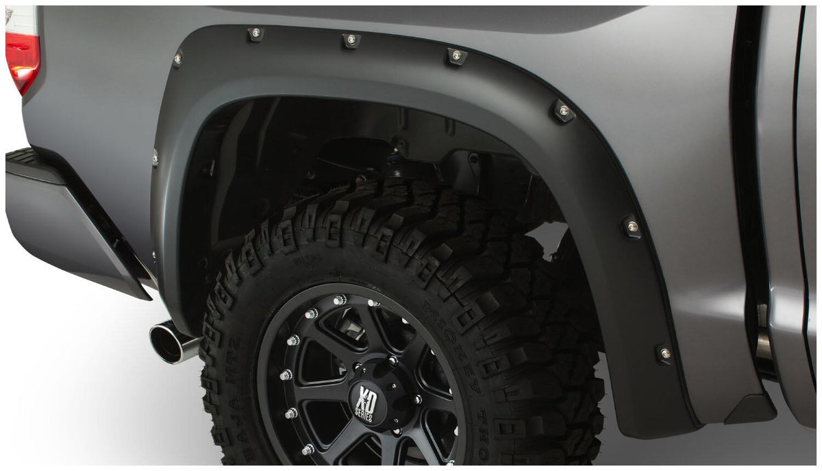 Bushwacker 30040-02 - Black Pocket/Rivet Style Smooth Finish Rear Fender Flares For 2014-2021 Toyota Tundra Bushwacker
