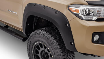 Bushwacker Body Bushwacker 30047-02 - Black Pocket/Rivet Style Smooth Finish Front Fender Flares For 2016-2022 Toyota Tacoma Bushwacker