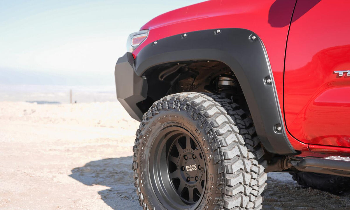 Bushwacker Body Bushwacker 30047-02 - Black Pocket/Rivet Style Smooth Finish Front Fender Flares For 2016-2022 Toyota Tacoma Bushwacker
