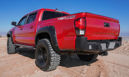 Bushwacker Body Bushwacker 30048-02 - Black Pocket/Rivet Style Smooth Finish Rear Fender Flares For 2016-2022 Toyota Tacoma Bushwacker
