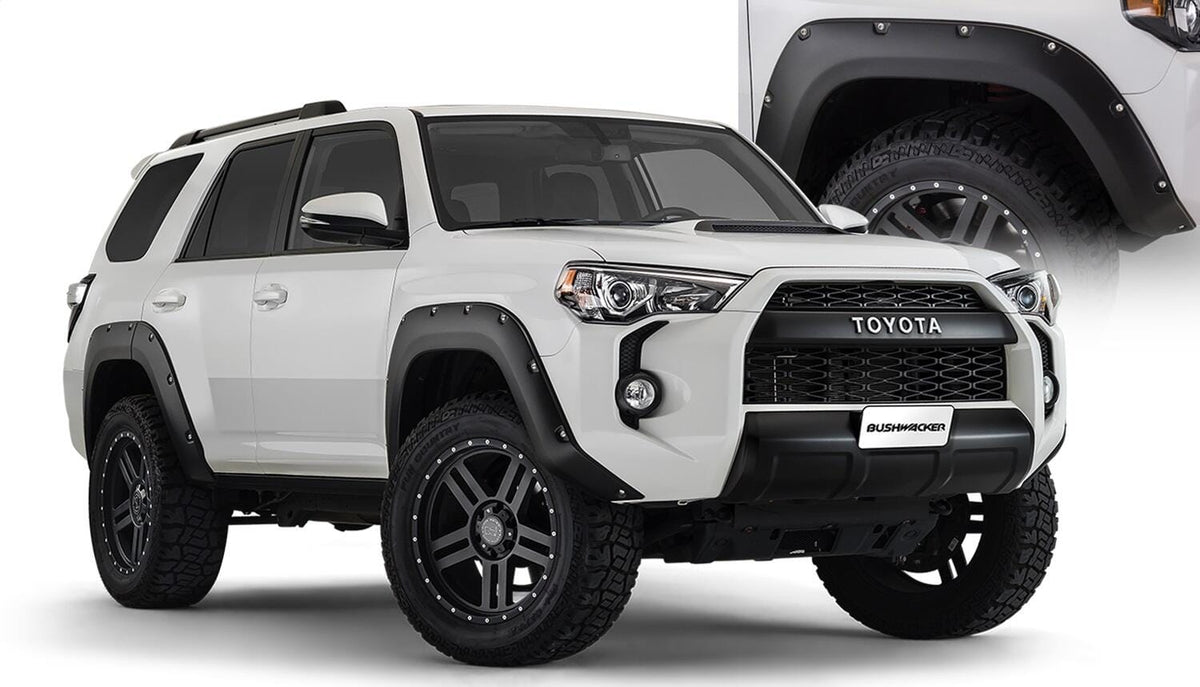 Bushwacker Body Bushwacker 30921-02 - Black Pocket/Rivet Style Smooth Finish 4-Piece Fender Flare Set For 2014-2022 Toyota 4Runner (Excludes Limited) Bushwacker