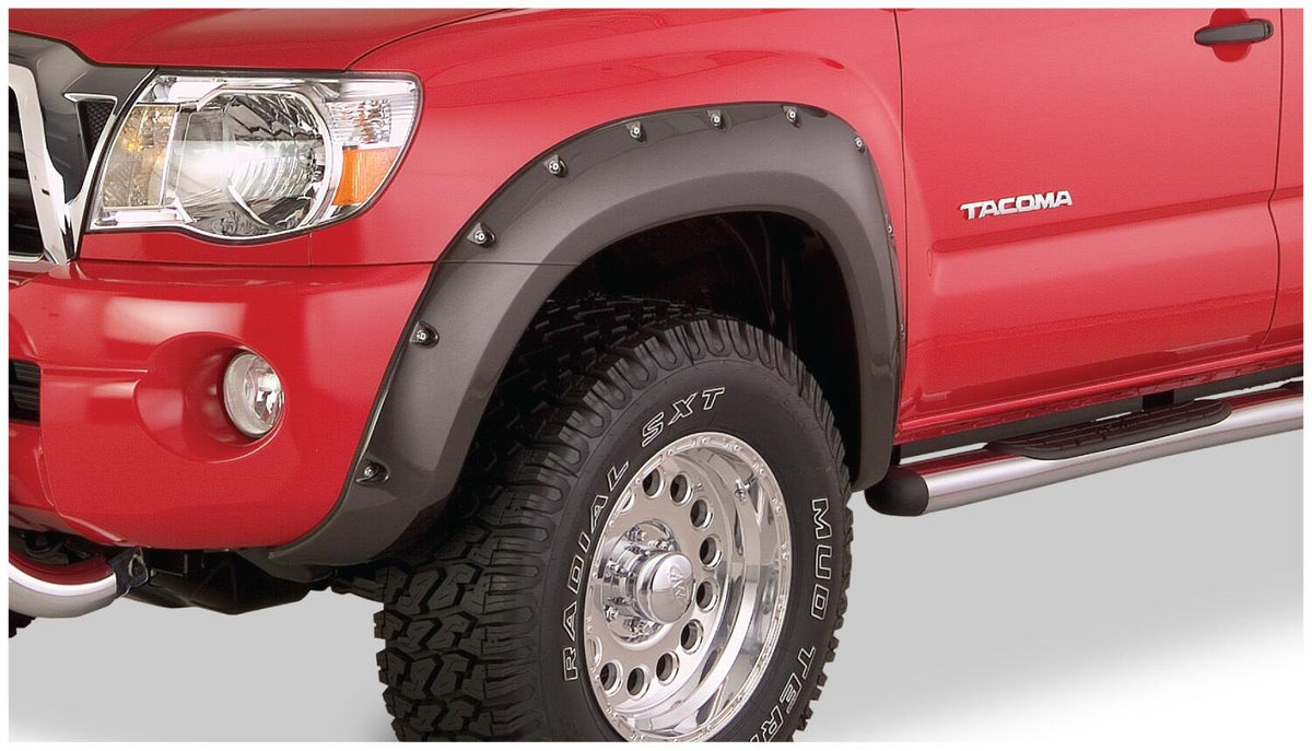 Bushwacker 31053-02 - Black Pocket/Rivet Style Smooth Finish Front Fender Flares For 2005-2011 Toyota Tacoma Bushwacker 1