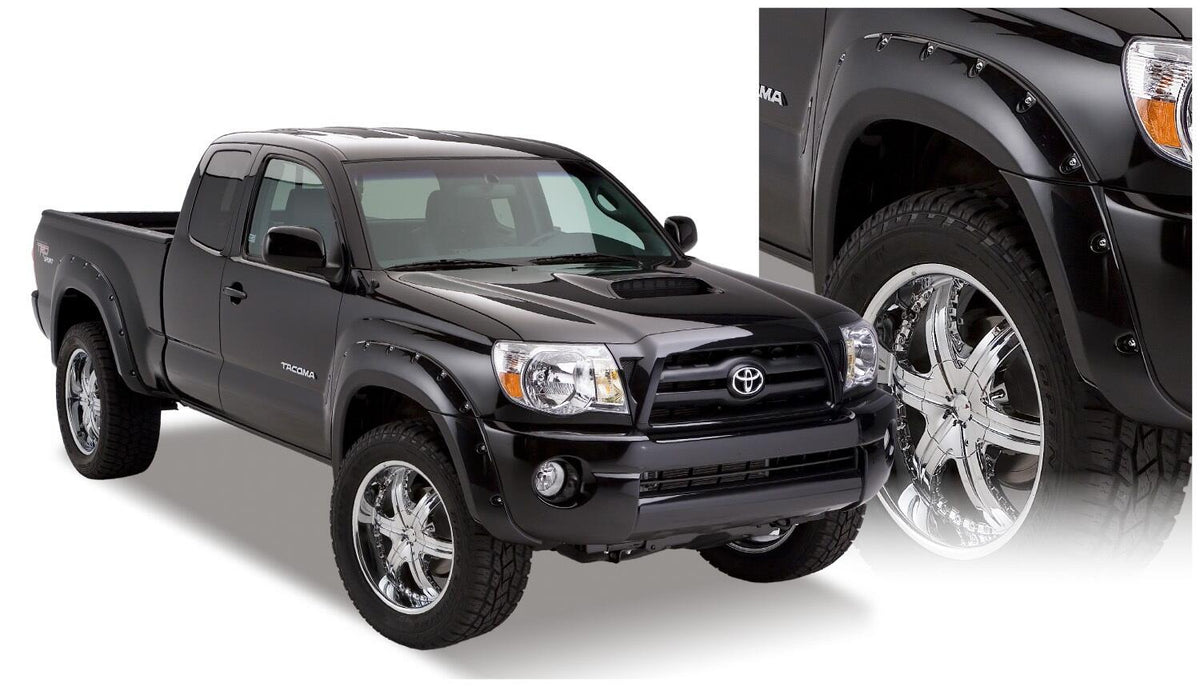 Bushwacker 31920-02 - Black Pocket/Rivet Style Smooth Finish 4-Piece Fender Flare Set For 2005-2011 Toyota Tacoma W/73.5 Inch Bed Bushwacker 1