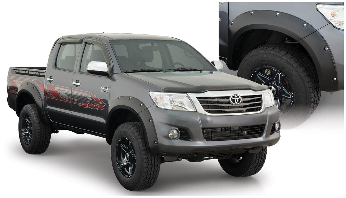 Bushwacker 31929-02 - Black Pocket/Rivet Style Smooth Finish 4-Piece Fender Flare Set For 2011-2013 Toyota Hilux Bushwacker 1