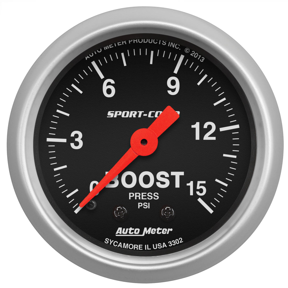 AutoMeter 3302 - GAUGE, BOOST, 2 1/16", 15PSI, MECHANICAL, SPORT-COMP 3